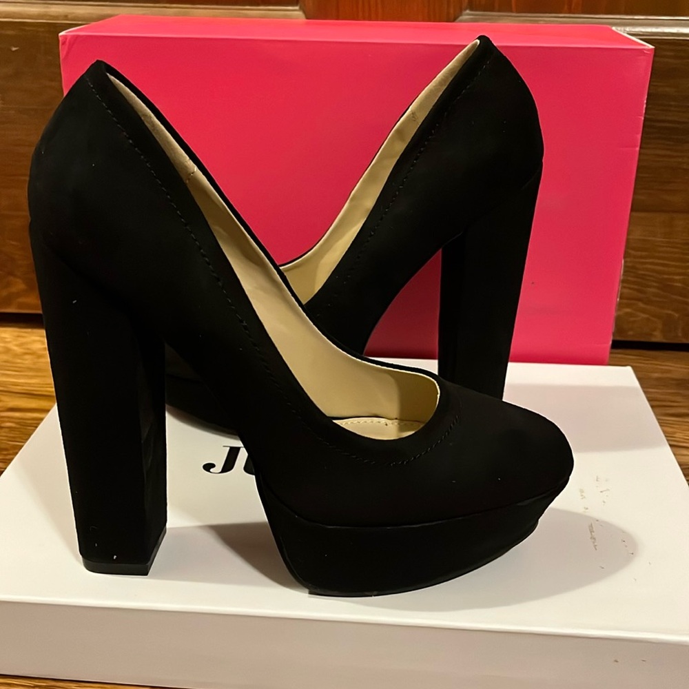 Black suede high heels size 5.5 NW